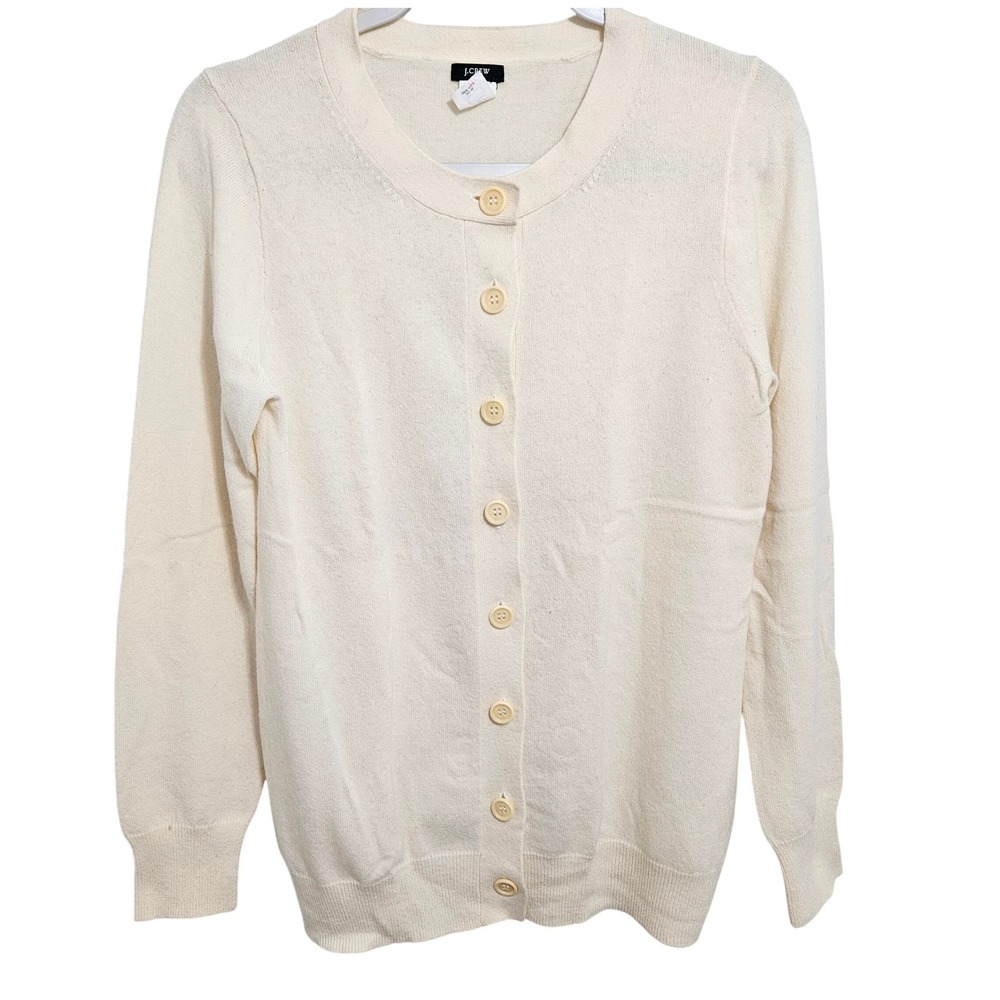 J.Crew Wool Cashmere Blend Button Front Cardigan Sweater Womens Cream M